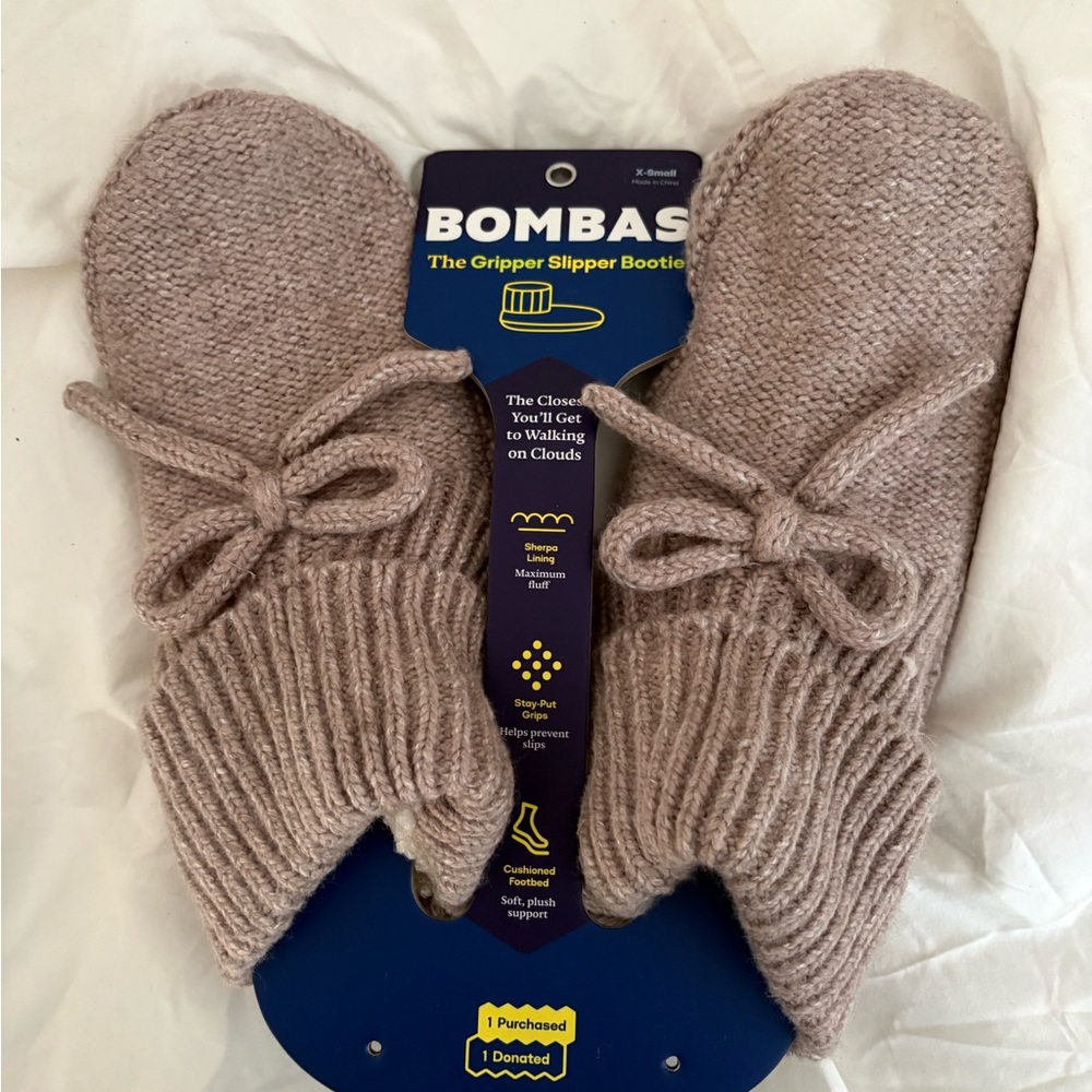 Bombas Gripper Slipper Booties in Light Brown